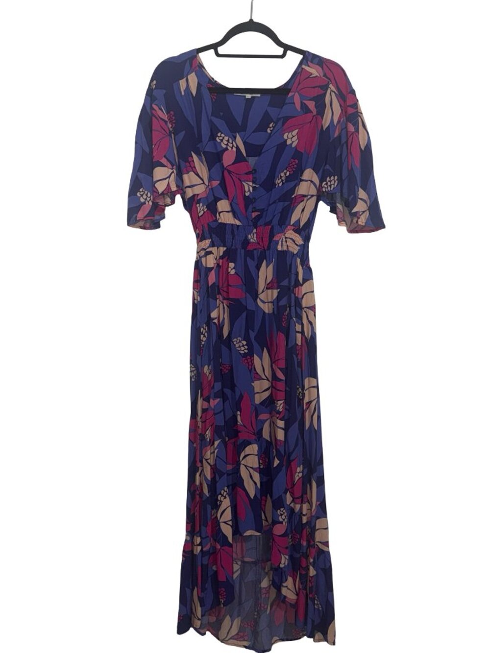 Anthropologie Abel the Label Santa Cruz Midi Dress Floral Tropical Dress Sz L
